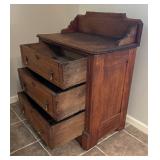 Vintage 3-Drawer Wood Dresser with Backboard