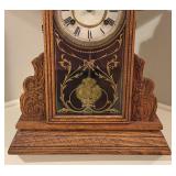 Antique New Haven Mantle Clock with Ornate Carving