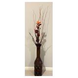 Stylish Metal vase with Decorative Sticks and Faux Florals