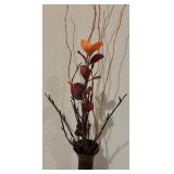 Stylish Metal vase with Decorative Sticks and Faux Florals