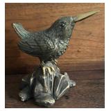 Andrea by Sadek Verdigris Brass Sandpiper Bird on Resin Rock Beach Figurine