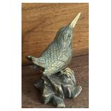 Andrea by Sadek Verdigris Brass Sandpiper Bird on Resin Rock Beach Figurine
