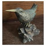 Andrea by Sadek Verdigris Brass Sandpiper Bird on Resin Rock Beach Figurine