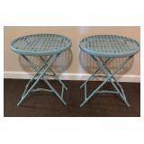 Two Pretty Blue Patio Metal Accent Tables