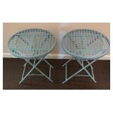 Two Pretty Blue Patio Metal Accent Tables