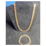 Goldtone Stainless Steel Mariner Necklace and Bracelet Set Goldtone Stainless Steel Mariner Necklace and Bracelet Set