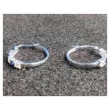 Silver Elegance Sterling Silver Lab-Created Blue Sapphire and CZ Hoop Earrings Silver Elegance Sterling Silver Lab-Created Blue Sapphire and CZ Hoop Earrings