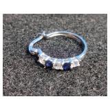 Silver Elegance Sterling Silver Lab-Created Blue Sapphire and CZ Hoop Earrings Silver Elegance Sterling Silver Lab-Created Blue Sapphire and CZ Hoop Earrings