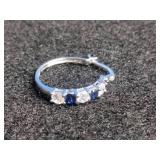 Silver Elegance Sterling Silver Lab-Created Blue Sapphire and CZ Hoop Earrings Silver Elegance Sterling Silver Lab-Created Blue Sapphire and CZ Hoop Earrings
