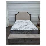 Queen Size Bed with Padded Headboard and Bench Footboard with 2 Drawers Queen Size Bed with Padded Headboard and Bench Footboard with 2 Drawers