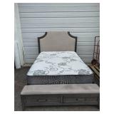 Queen Size Bed with Padded Headboard and Bench Footboard with 2 Drawers Queen Size Bed with Padded Headboard and Bench Footboard with 2 Drawers