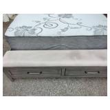 Queen Size Bed with Padded Headboard and Bench Footboard with 2 Drawers Queen Size Bed with Padded Headboard and Bench Footboard with 2 Drawers