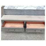 Queen Size Bed with Padded Headboard and Bench Footboard with 2 Drawers Queen Size Bed with Padded Headboard and Bench Footboard with 2 Drawers