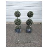 2 These are artificial double ball boxwood topiary trees 2 These are artificial double ball boxwood topiary trees