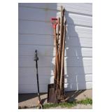 Assorted Lawn Care Tools - Shovel, Shears, Pitchfork, Hoe
