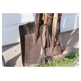 Assorted Lawn Care Tools - Shovel, Shears, Pitchfork, Hoe