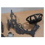 Vintage Cast Iron Oil Lamp Holders