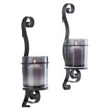 Danya B. Vintage Style Black Wall Sconce with Flameless Candles