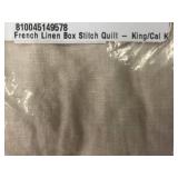 French Linen Box Stitch Quilt King/Cal King, Used and Washed
