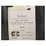 Velvet Full/Queen Quilt with Cotton Shell in Gray