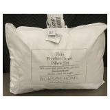 BOKSER HOME Firm Feather Down Pillow Set Standard/Queen 20x28in