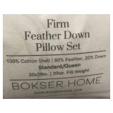 BOKSER HOME Firm Feather Down Pillow Set Standard/Queen 20x28in