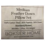 Bokser Home Medium Feather Down Pillow Set Standard/Queen 20x28in
