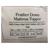 Bokser Home Feather Down Full Mattress Topper 54x75in