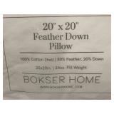 Bokser Home 20 x 20 Inch Feather Down Pillow