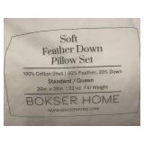 Bokser Home Soft Feather Down Pillow Set Standard Queen