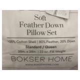 Bokser Home Soft Feather Down Pillow Set Standard Queen