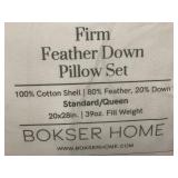 Bokser Home Firm Feather Down Pillow Set Standard/Queen