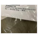 Bokser Home French Linen and Cotton King/Cal King Duvet Cover and Shams Set in Moss