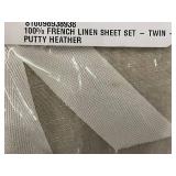 Bokser Home 100% French Linen Twin Sheet Set in Putty Heather