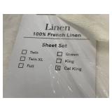100% French Linen Cal King Sheet Set, Incomplete and Damaged