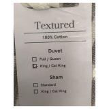 King/Cal King Textured 100% Cotton Duvet Cover with Loose Threads