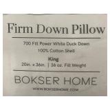Bokser Home Firm Down King Pillow 700 Fill Power White Duck Down
