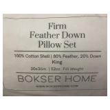 Bokser Home Firm Feather Down King Pillow Set 20x36in 52oz