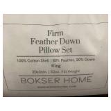 Bokser Home Firm Feather Down Pillow Set King Size 20x36in
