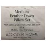 Bokser Home Medium Feather Down King Pillow Set, 20x36 in