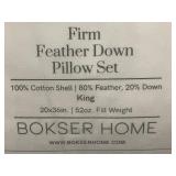 Bokser Home Firm Feather Down King Pillow Set 20x36in