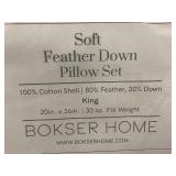 Bokser Home Soft Feather Down King Pillow Set