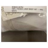 100% French Linen King Sheet Set in White