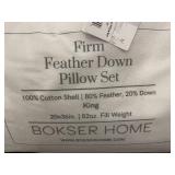 Bokser Home Firm Feather Down King Pillow Set 20x36 Inch
