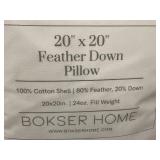 Bokser Home 20x20 Inch Feather Down Pillow