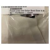 French Linen and Cotton Duvet Cover & Sham Set Full/Queen Cream