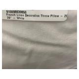 French Linen Decorative Throw Pillow 20 Inch White