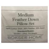Bokser Home Medium Feather Down Pillow Set Standard/Queen