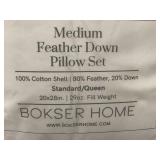 Bokser Home Medium Feather Down Pillow Set Standard/Queen Size