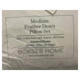 Bokser Home Medium Feather Down Pillow Set Standard/Queen
